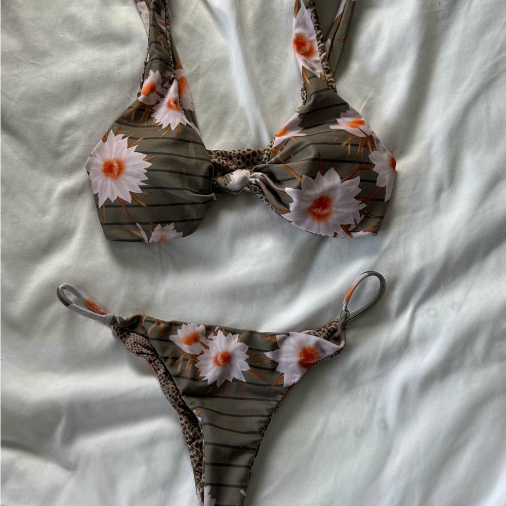 Acacia Swimwear Blue and Brown Leopard Bikini